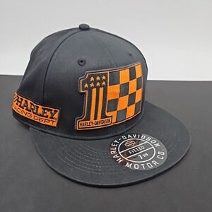 Harley-Davidson Men's Black & Orange Racing Patch Snapback Hat